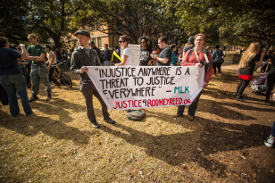 Supporters at #BlackLivesMatter march at UT Austin, Jan. 2015. Photo by Jeff Zavala, Austin Indymedia