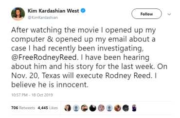 Kim Kardashian West tweets in support of Rodney